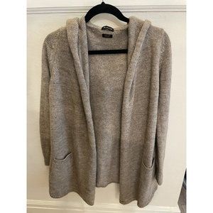 Massimo Dutti Wool Knit Hooded Open Front Cardigan